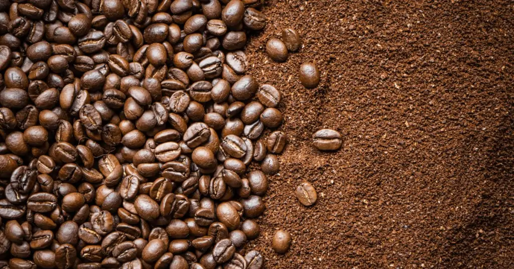 whole and ground coffee beans