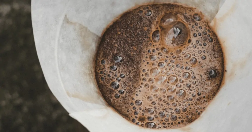 coffee brewing in a paper filter