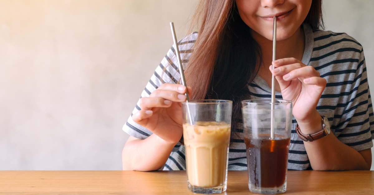 woman tasting coffee