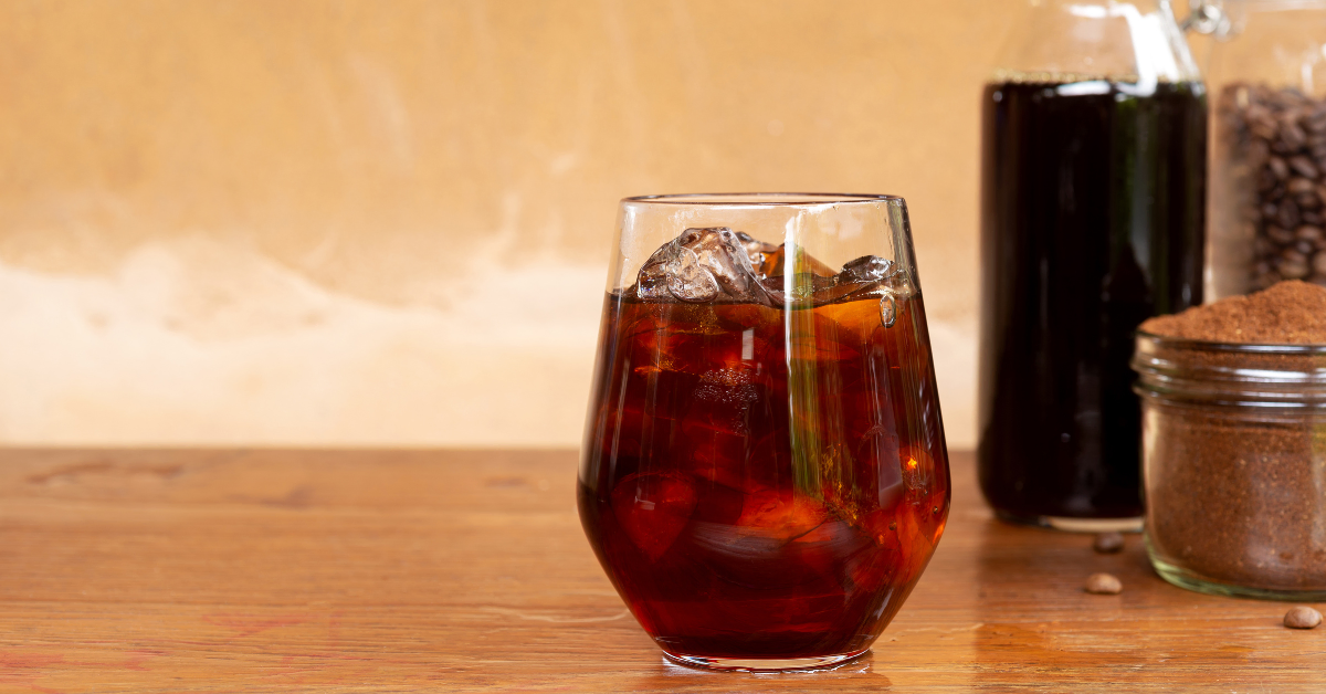 cold brew coffee in a clear glass