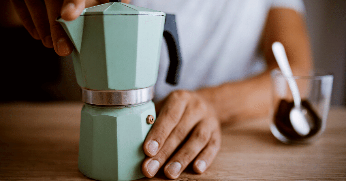 preparing coffee in moka pot