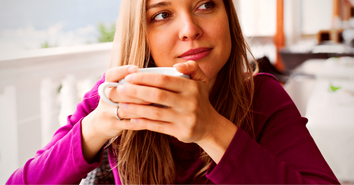 woman drinking coffee