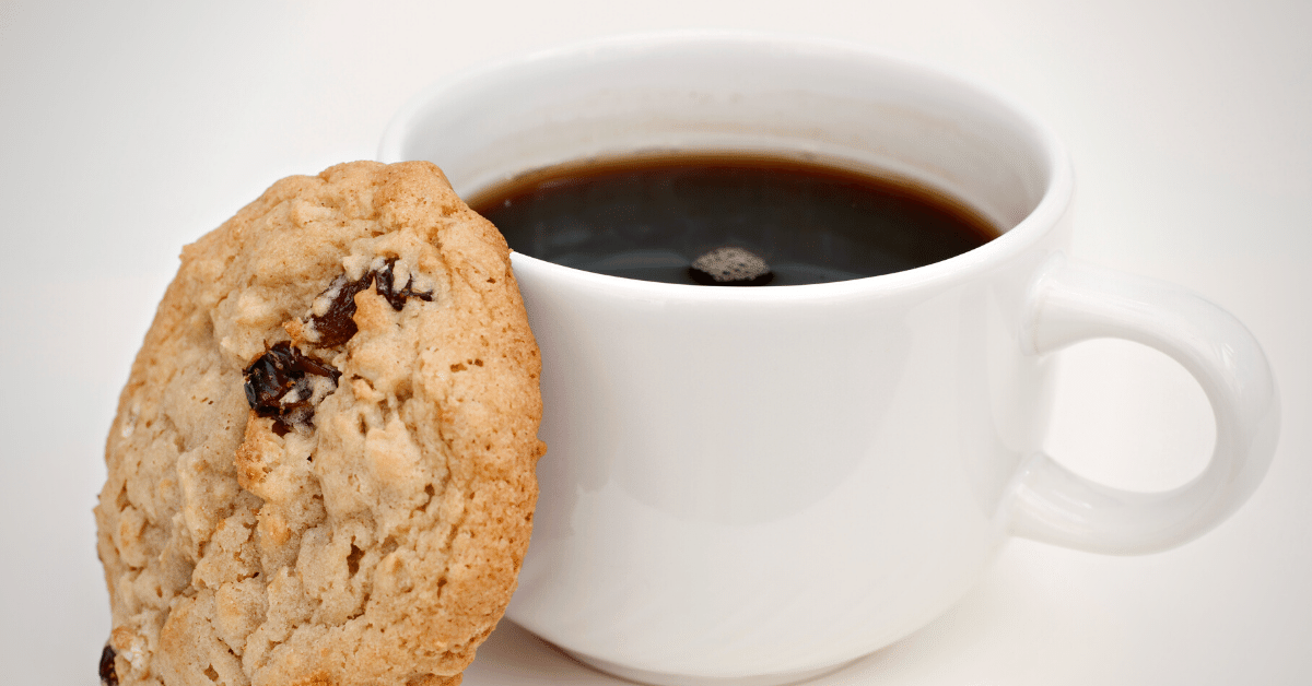 oatmeal and raisin cookie and coffee