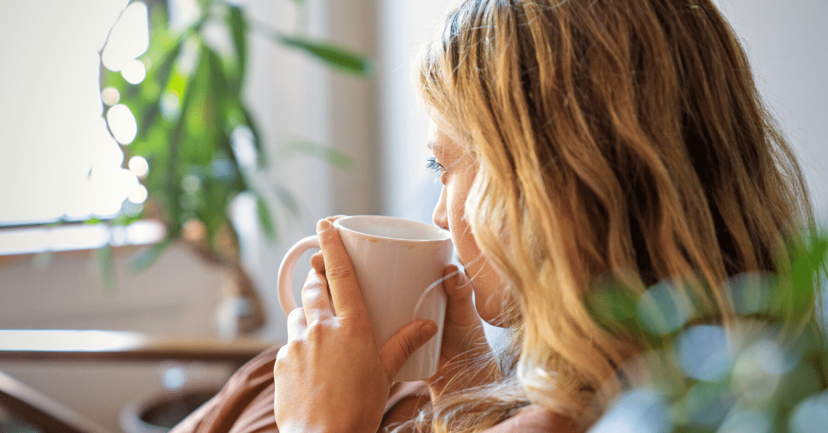 woman drinking coffee