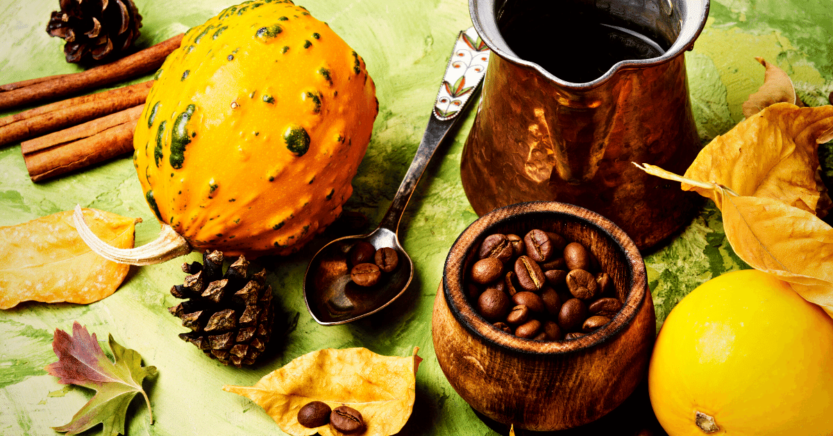 coffee beans and pumpkin