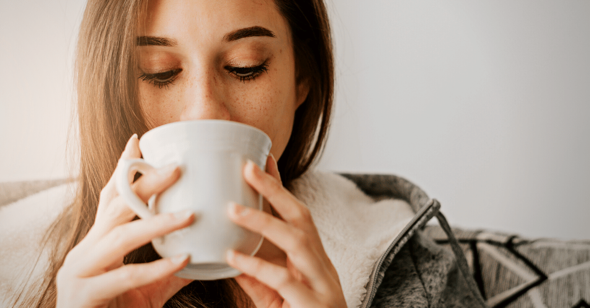 woman drinking coffee